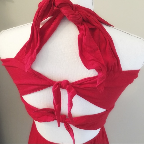 Vero Moda Red Bow Tie Tunic Blouse Size S - Picture 4 of 4